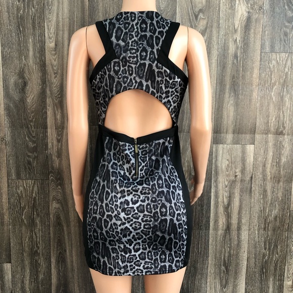 Cecico gray & black leopard cutout dress - Picture 4 of 6